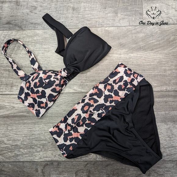 ODIJ Colorblock Leaopard Bikini Swimsuit Size S - Picture 3 of 5